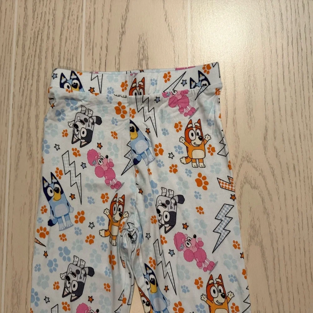 Bluey Bamboo Pajama Set Toddler Girls size 4T 2Pc Lightning Print‎ Soft PJs NEW